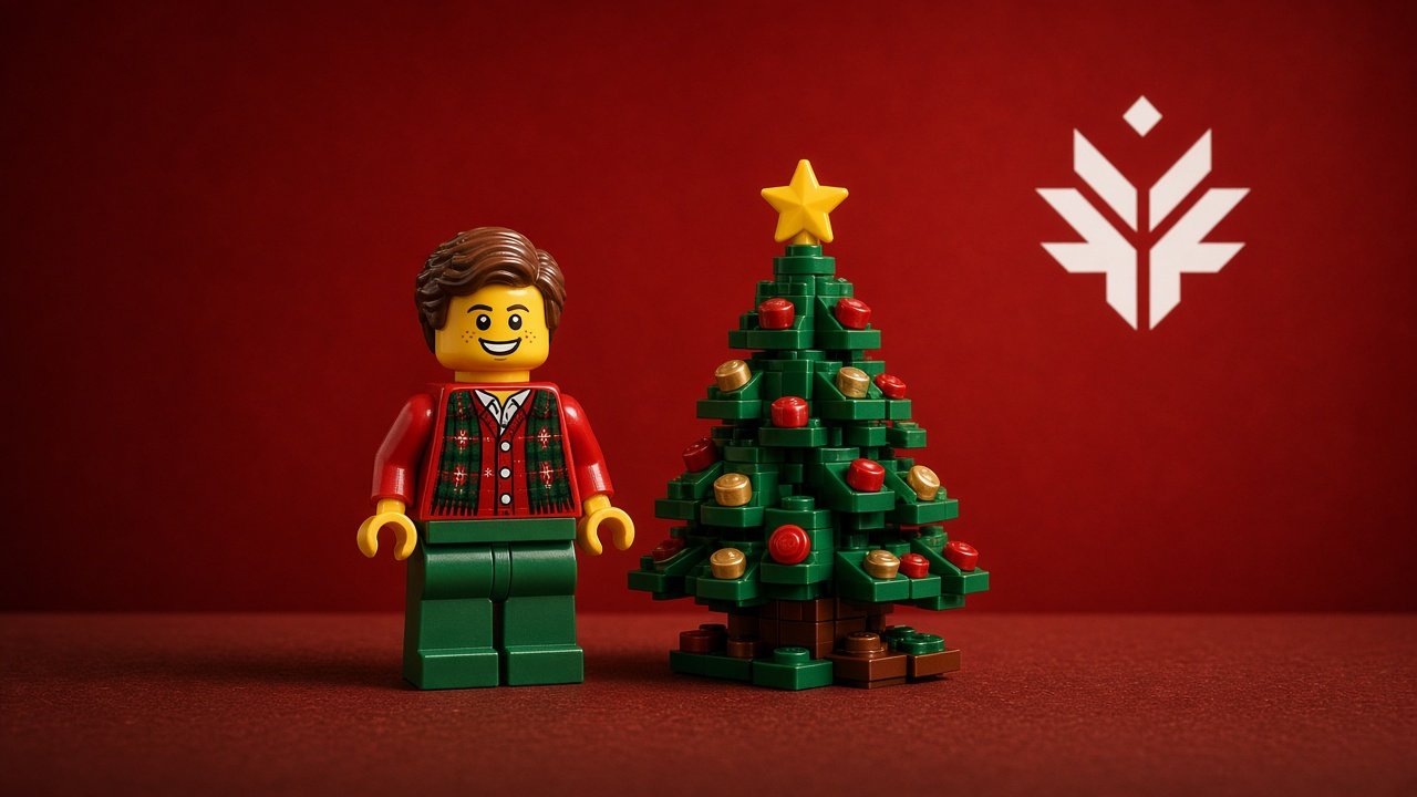 Red backdrop Christmas brick set